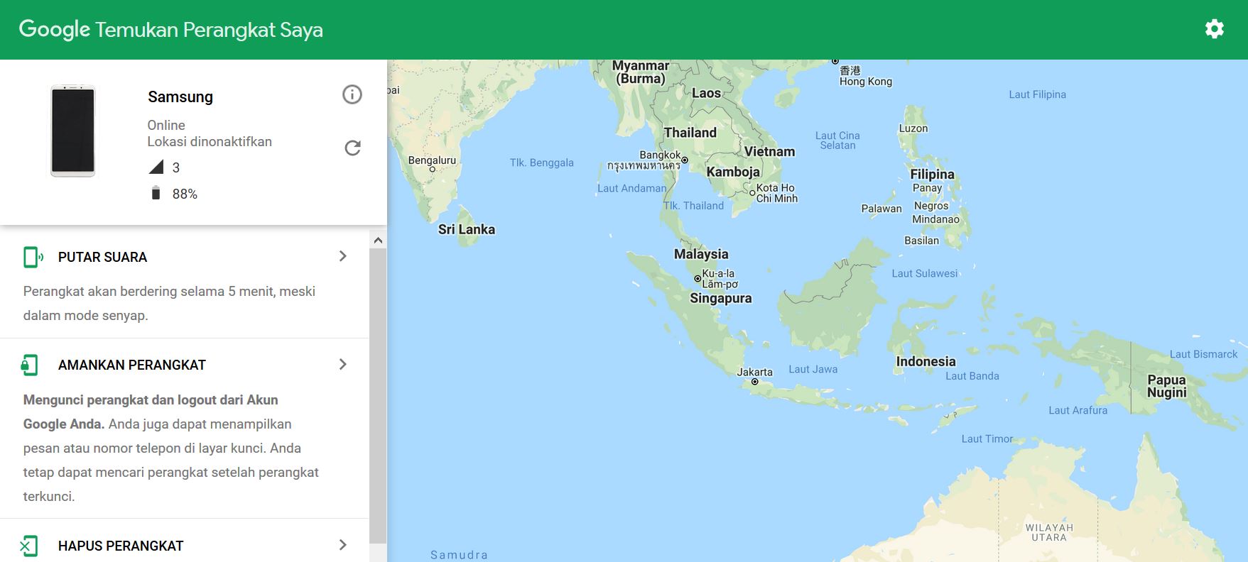 Cara Mengesan Telefon Bimbit Samsung Melalui Google Maps
