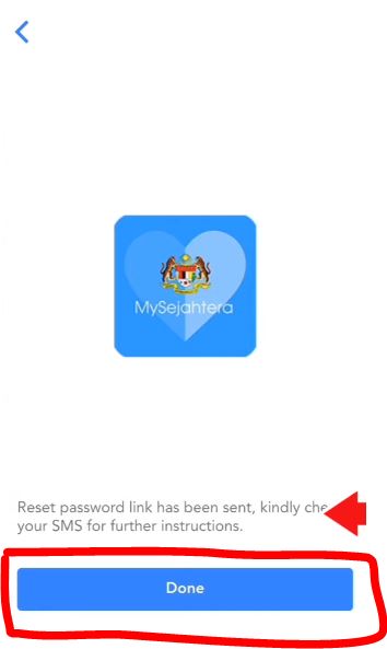 Reset Password Mysejahtera via SMS