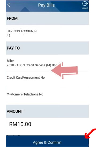 Cara Bayar AEON Credit using Public Bank App