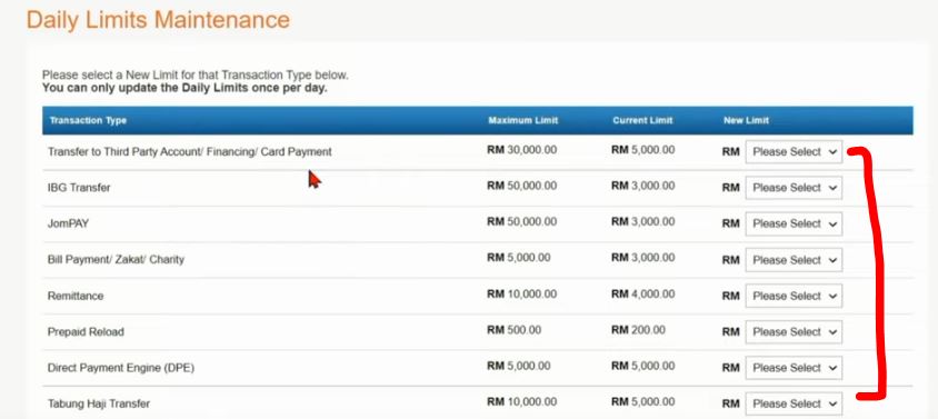 Cara Tukar Limit Transaksi Bank Rakyat via Banking Portal