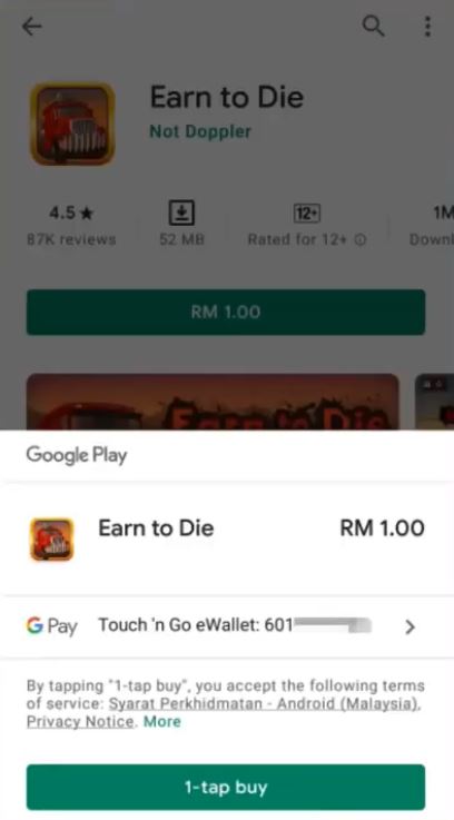 Cara Beli Aplikasi Google Play Guna Touch n Go via Online App