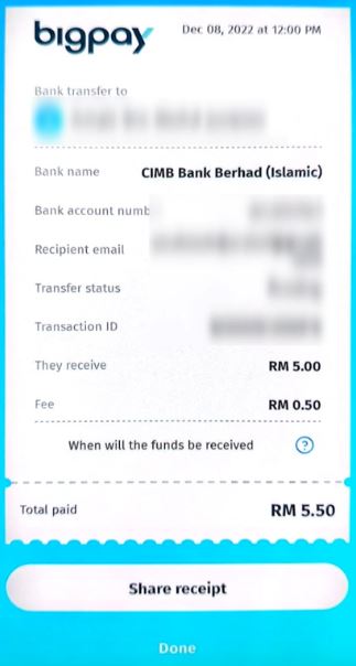 Cara Transfer Duit BigPay ke Akaun Bank Lain