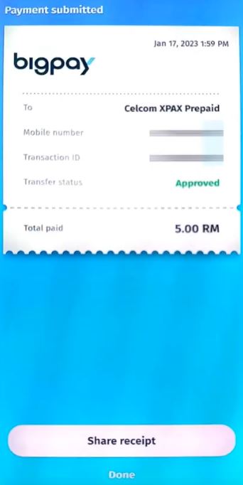 Cara Topup Kredit Prepaid Guna BigPay via App